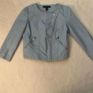 Baby Blue Faux Leather Jacket